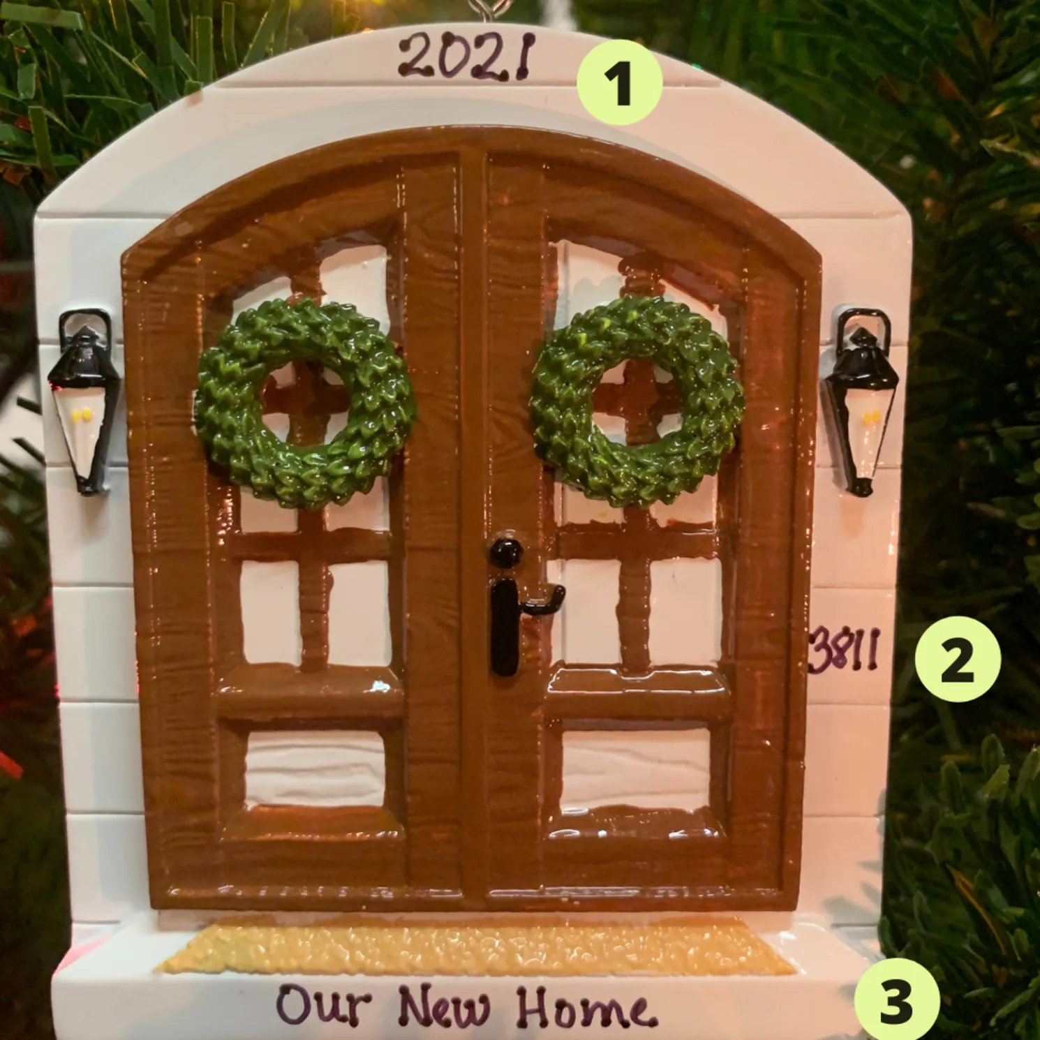 4.25" Farm House Door Personalized Christmas Ornament OR2140