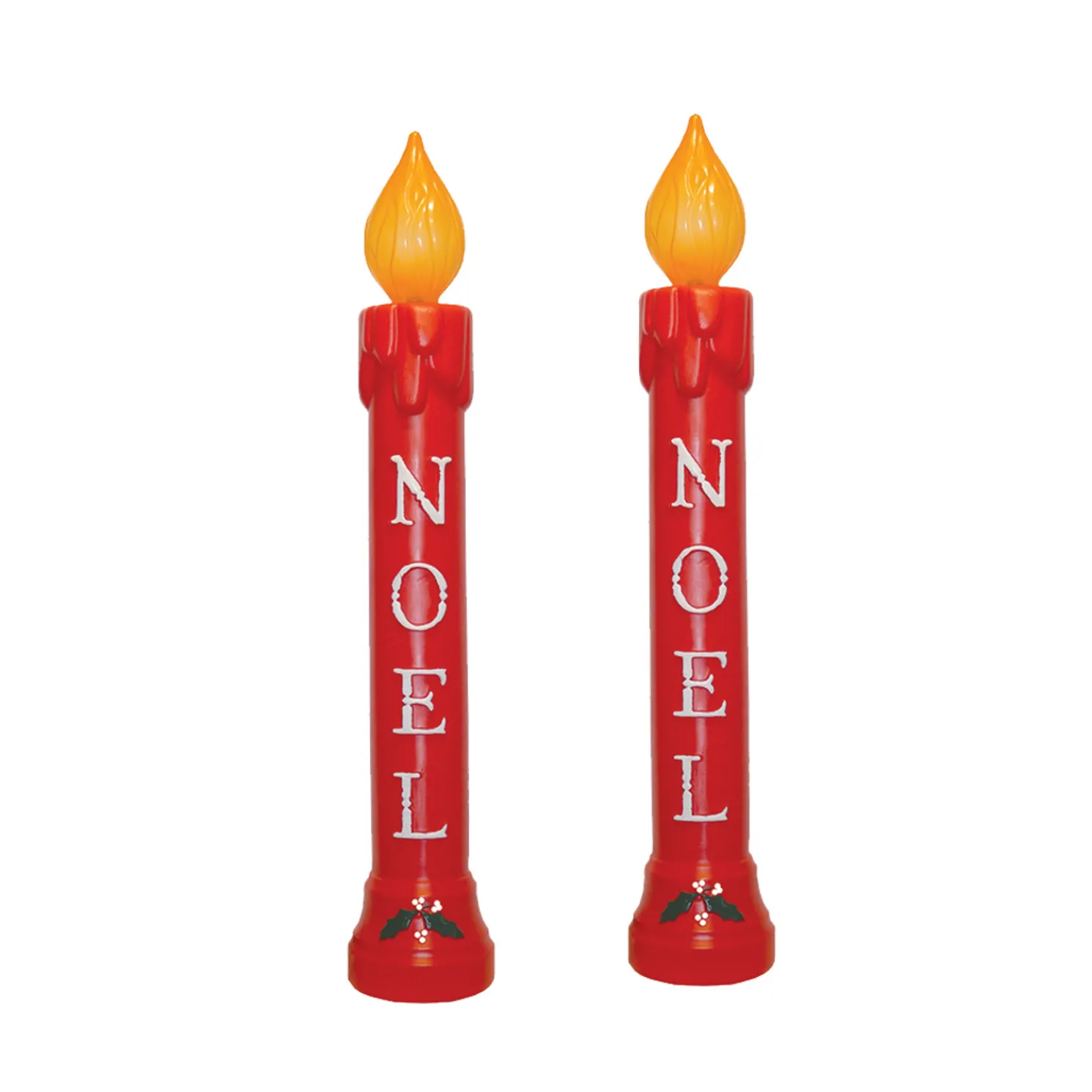 39" Set of 2 Red NOEL Candle Blow Mold Outdoor Christmas Home Decor 77330