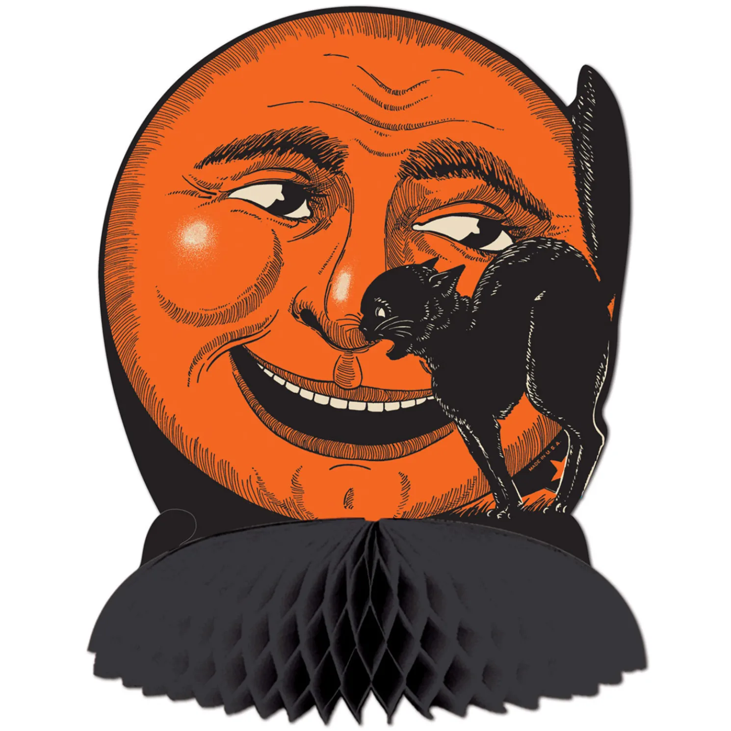 Beistle Vintage 9.75" Halloween Cat & Moon Centerpiece Decoration 01549