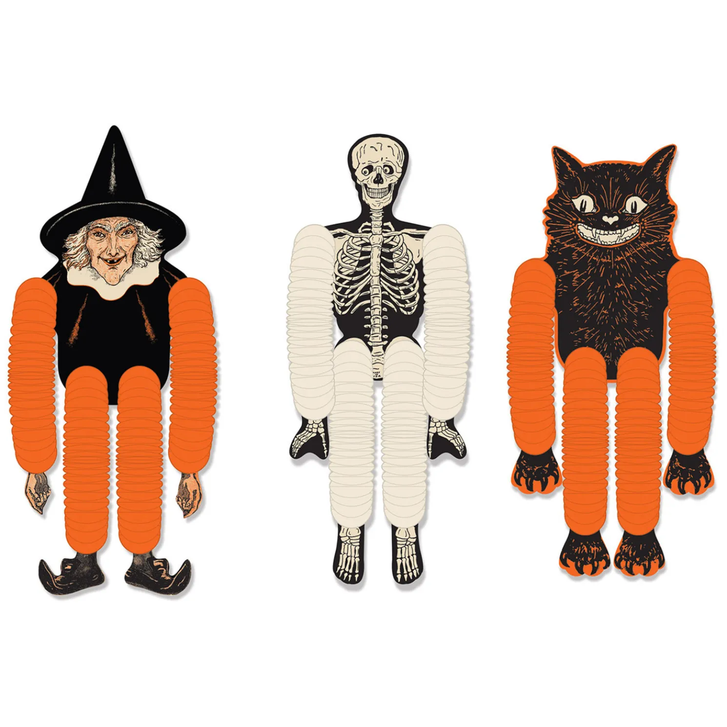 Beistle Vintage Set of 3 14" Halloween Tissue Dancers Decoration 00430