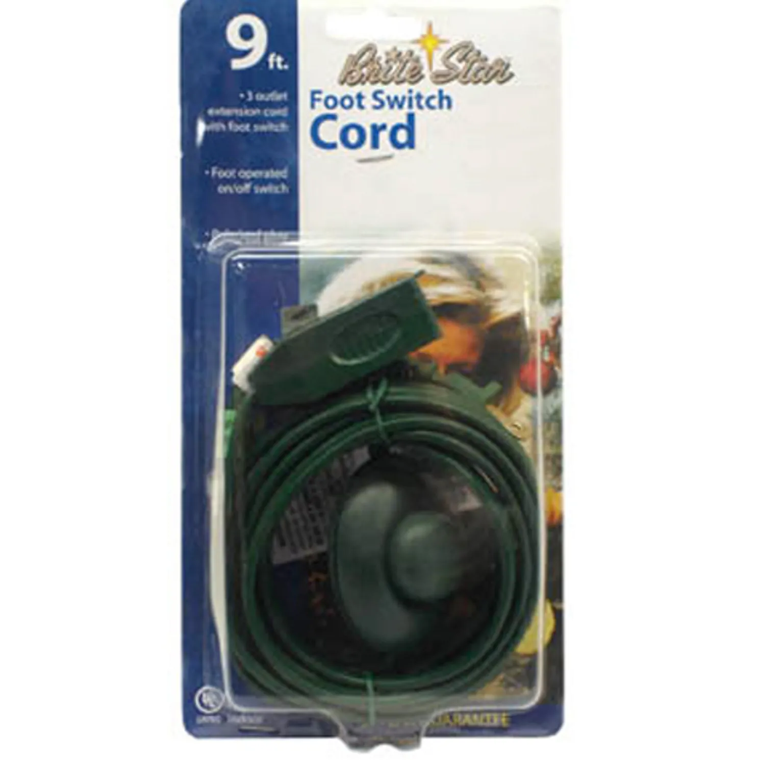 Brite Star 9' Extension Cord with Foot Pedal - Great for Christmas Tree 43-460-00