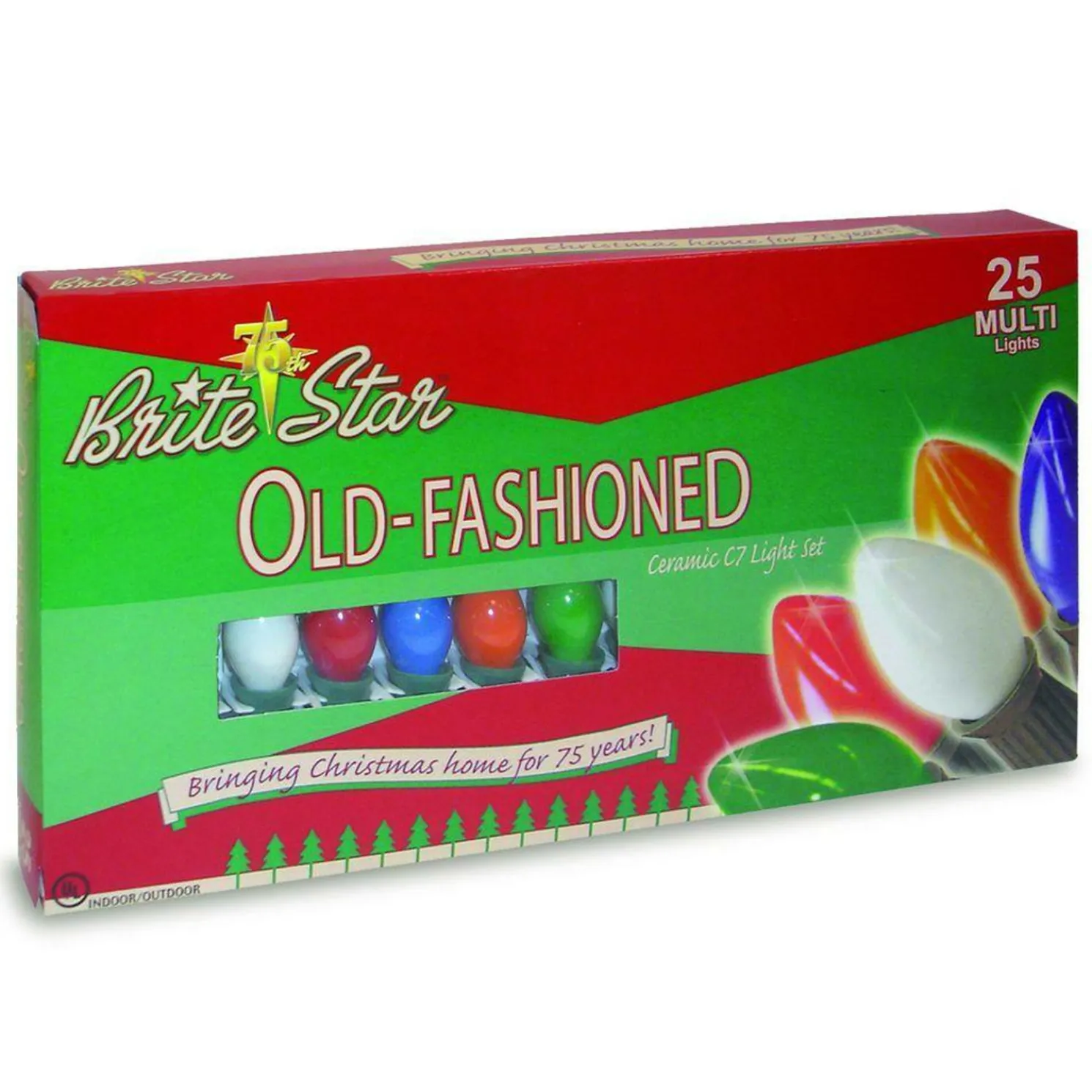 Brite Star 25 Vintage Inspired Multicolor Ceramic C7 Christmas Lights 37-830-00