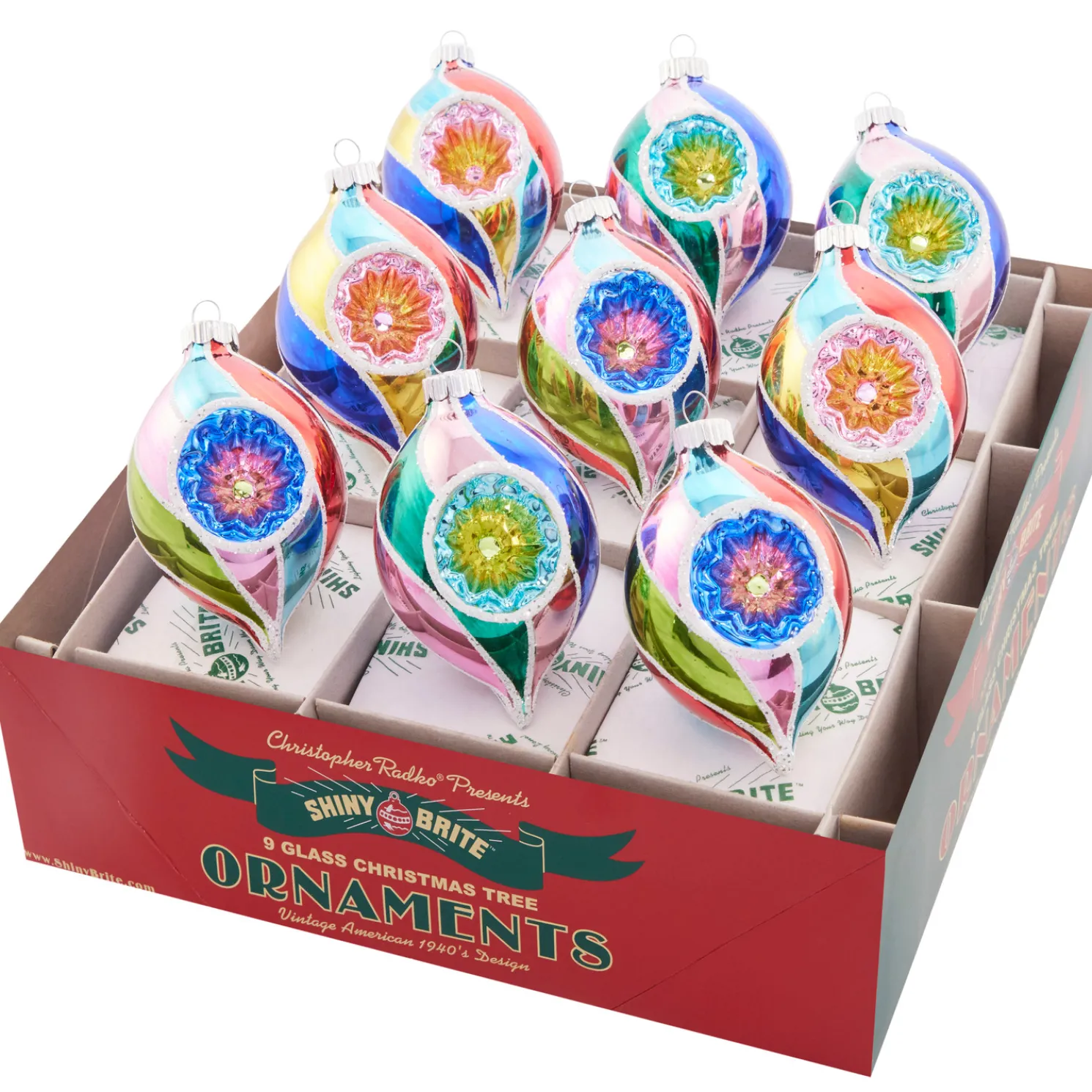 Christopher Radko Shiny Brite Confetti 2.5" Reflector Tulip Christmas Ornaments 4028098