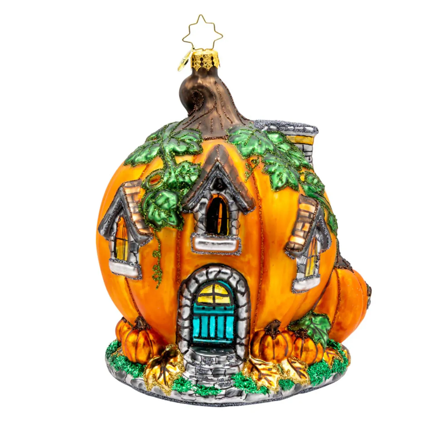 Christopher Radko Pumpkin Patch Abode Glass Halloween Ornament 1022285