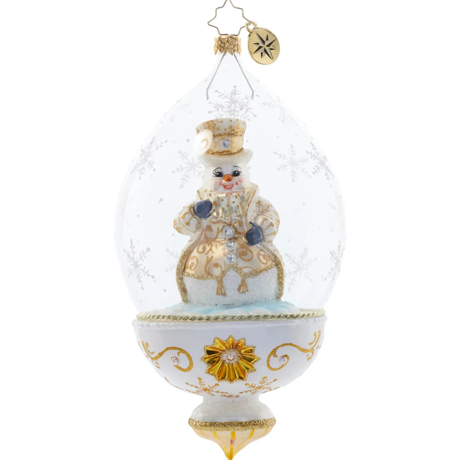 Christopher Radko Golden Snowman Globe Glass Christmas Ornament 1021814