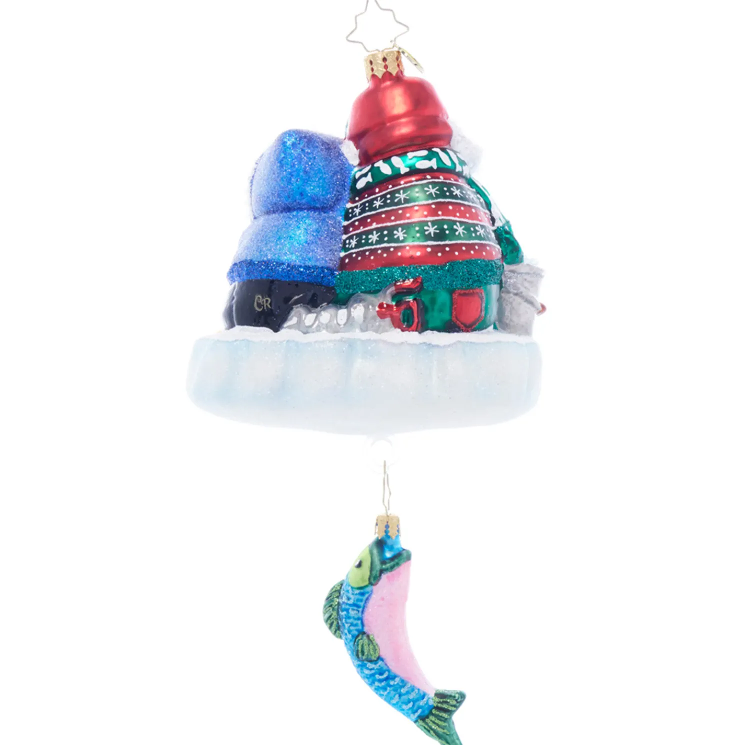 Christopher Radko Ice Fishing Snow Pals Glass Christmas Ornament 1021927