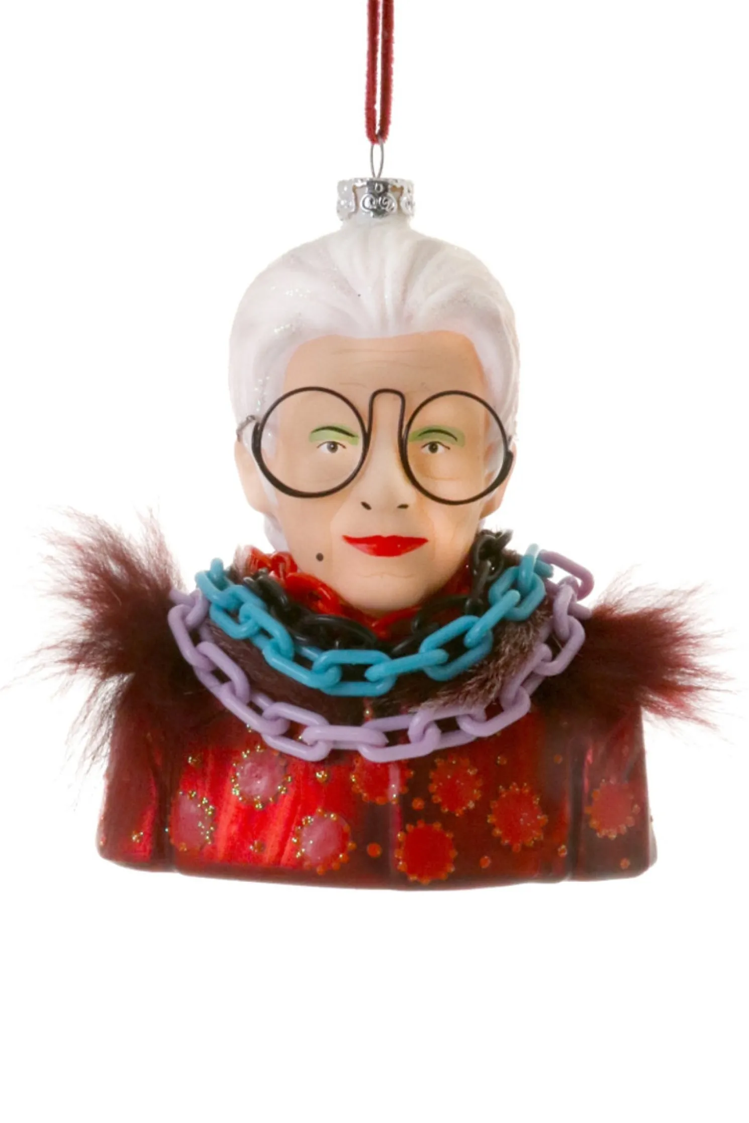 Cody Foster 5" Iris Apfel Glass Christmas Ornament GO-6426