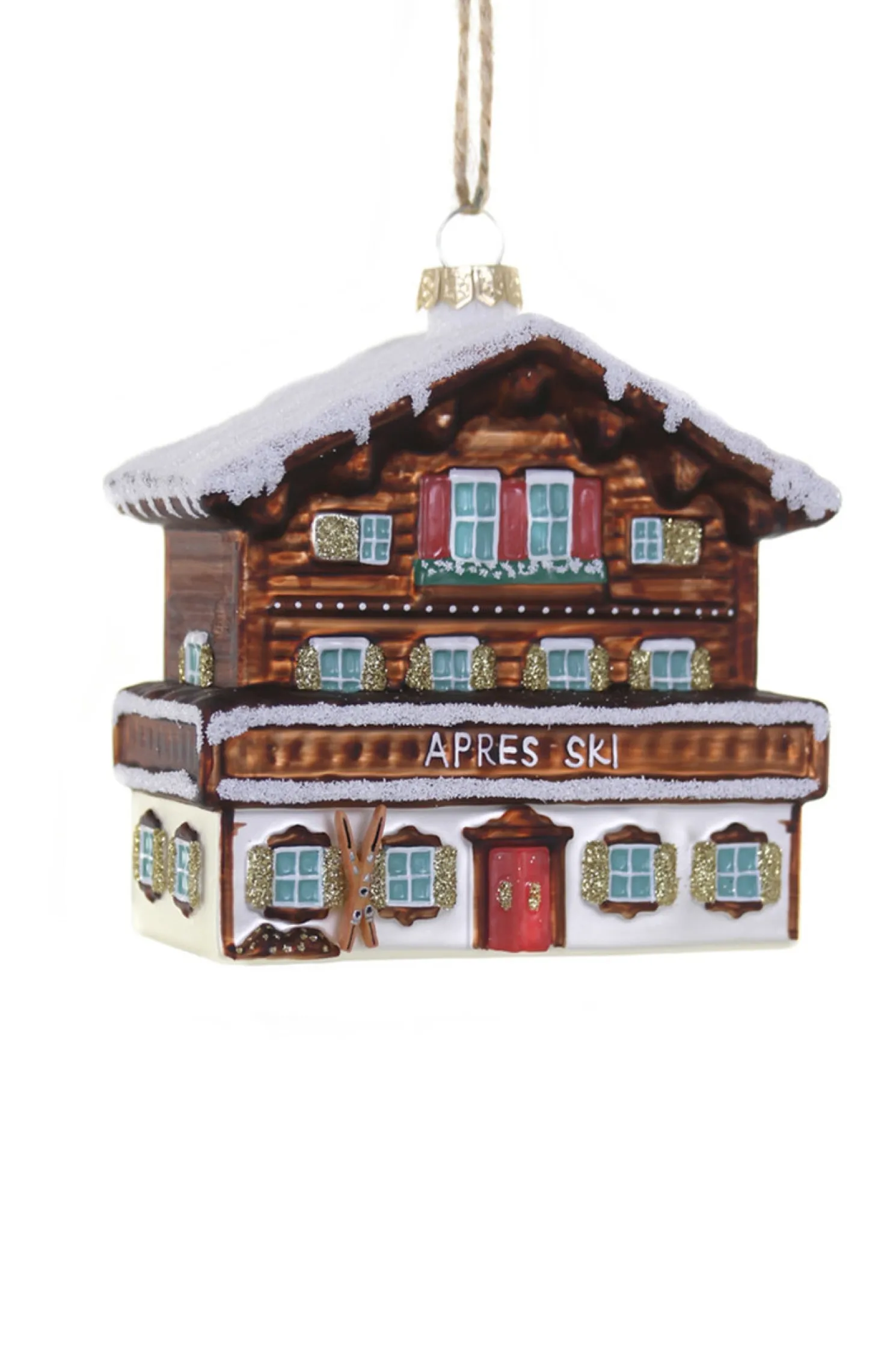 Cody Foster 4" Ski Chalet Glass Christmas Ornament GL-474