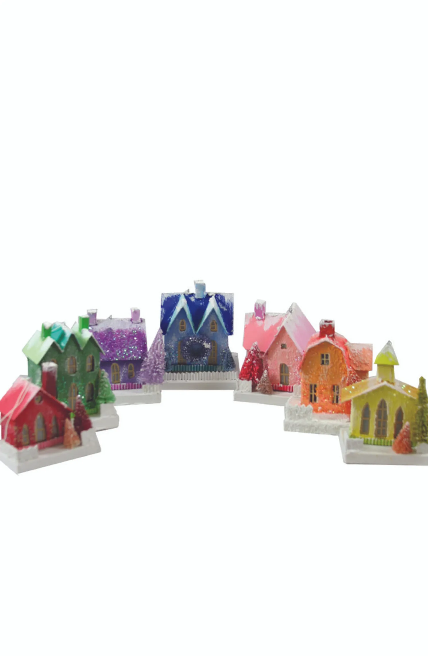 Cody Foster Set of 7 Spectrum Vintage Putz Christmas House Ornament PO-1077-S