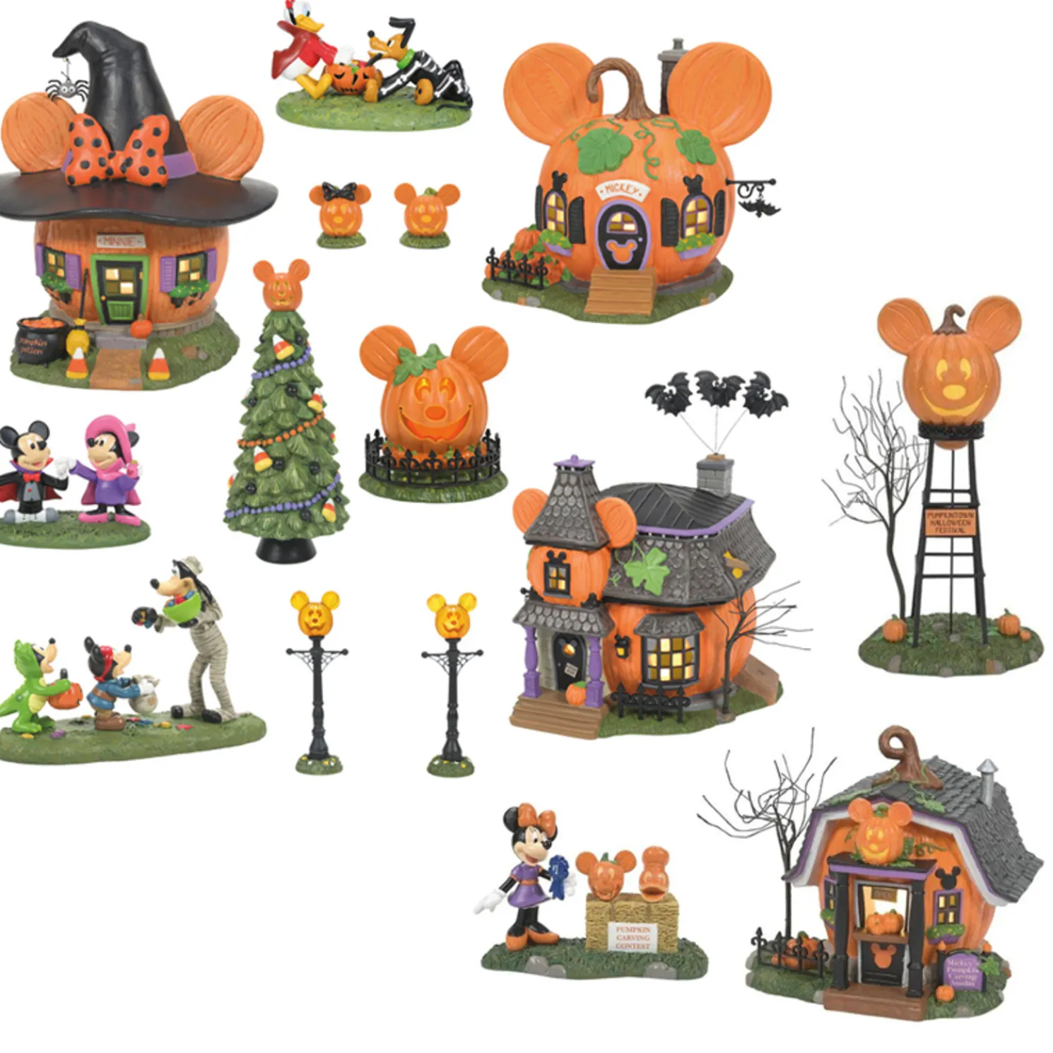 Department 56 Disney's Pumpkintown Halloween Village Complete 13 Piece Set