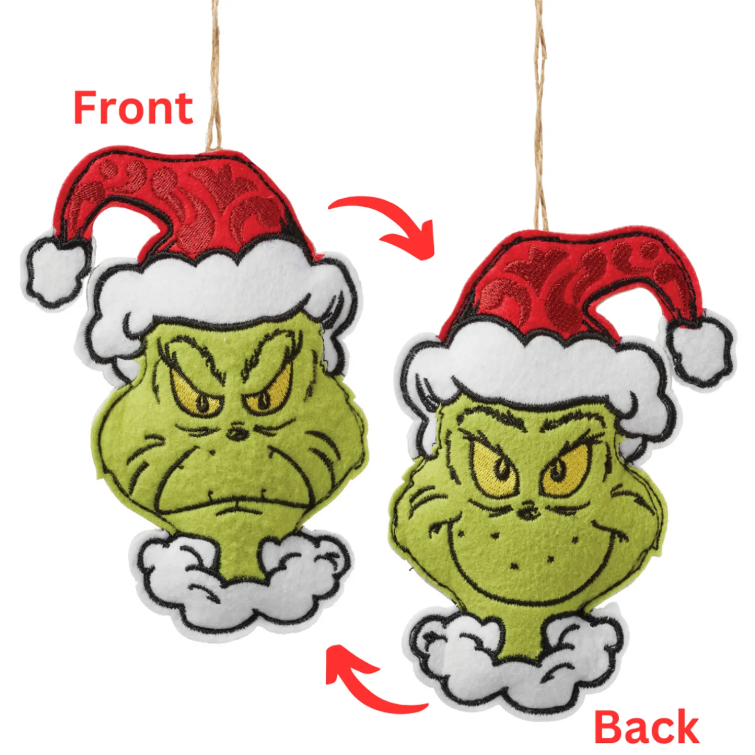 Department 56 Jim Shore Dr. Seuss Grinch Naughty Nice Felt Ornament 6014114