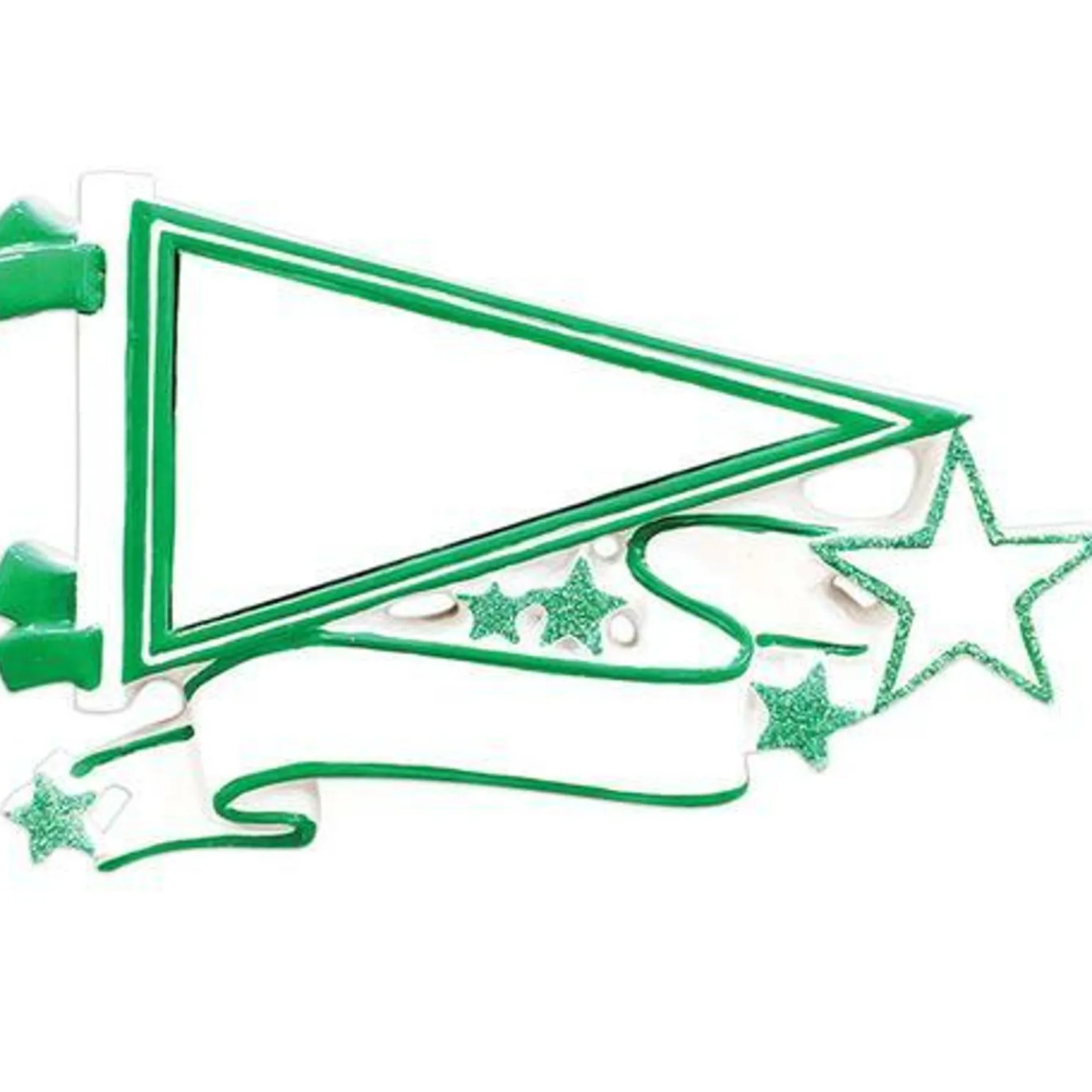Glittered Green Sports Pennant Personalized Christmas Ornament OR1558-GR