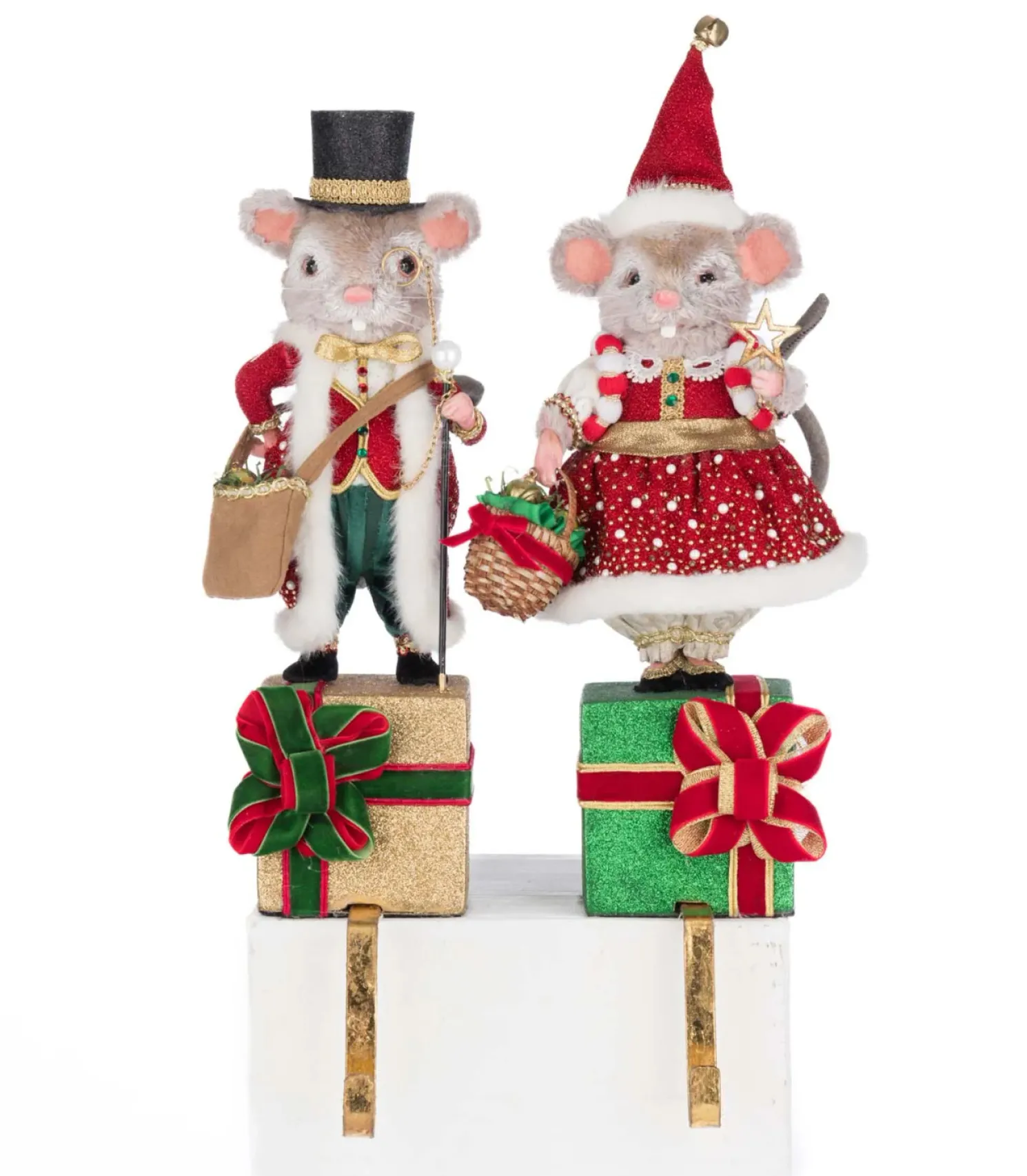 Katherine's Collection 16.5" Set of 2 Royal Christmas Ball Mouse Stocking Holders 28-528803