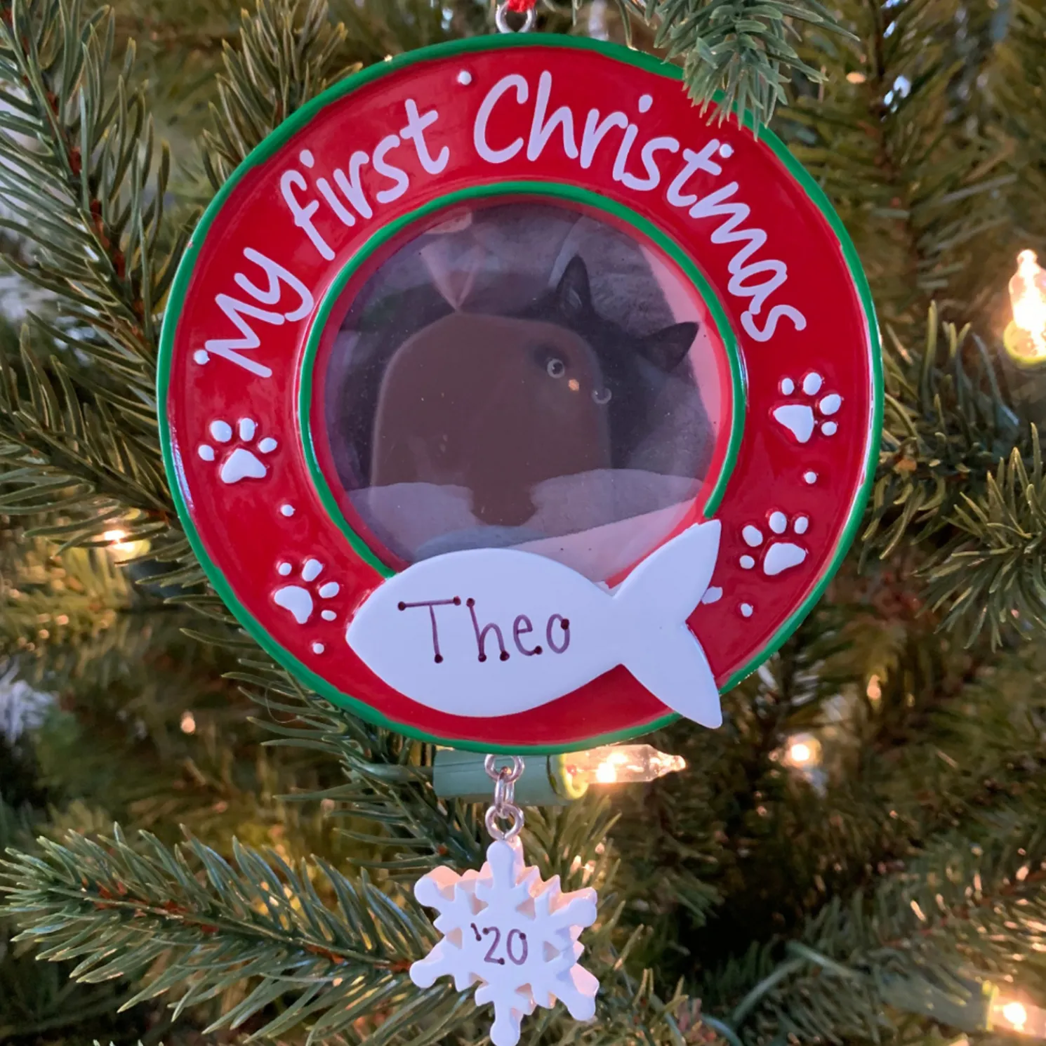 Kitty Cat's First Christmas Picture Frame Personalized Christmas Ornament PF1716