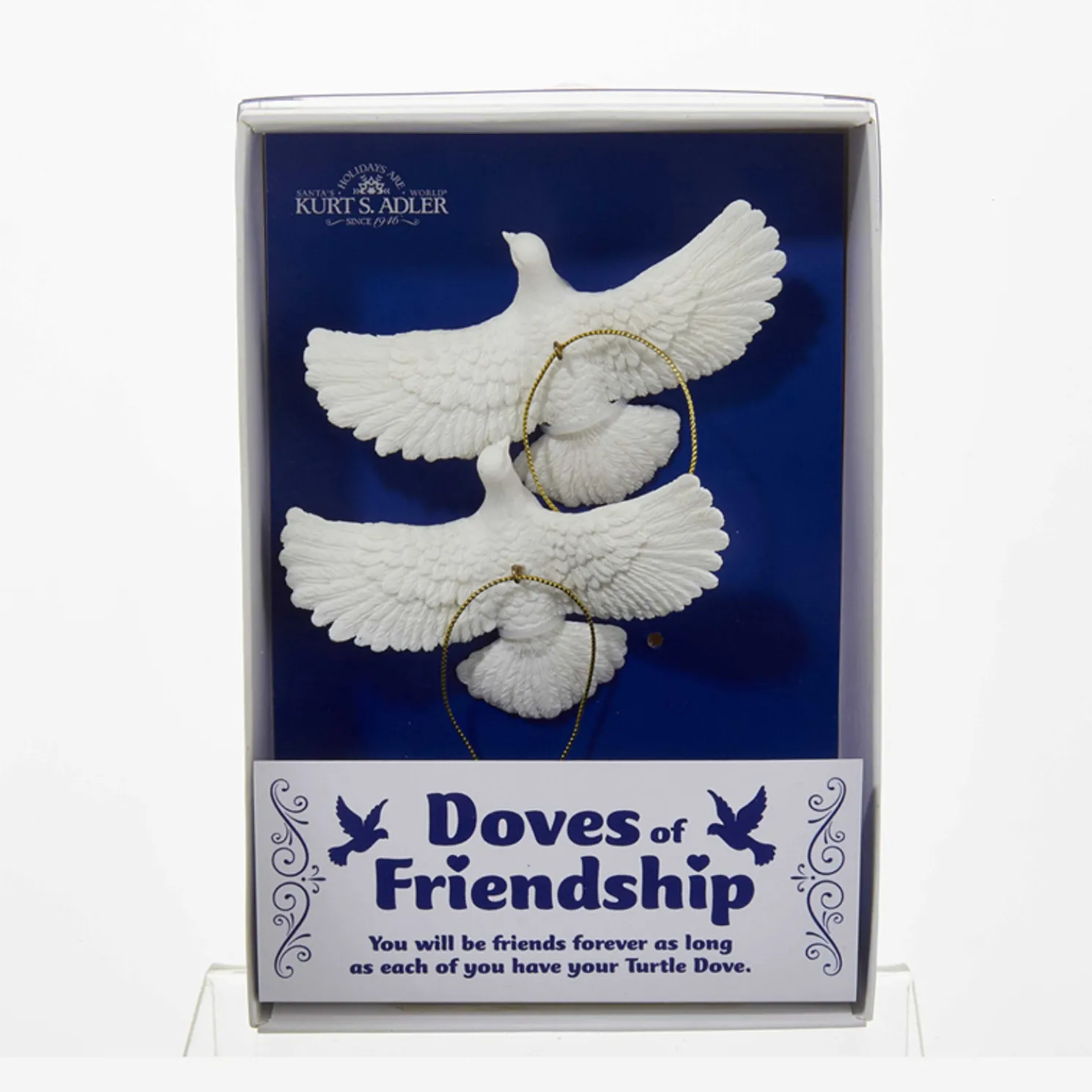 Kurt Adler 4.5" Friendship Turtle Dove Christmas Ornaments Set of 2 C6699