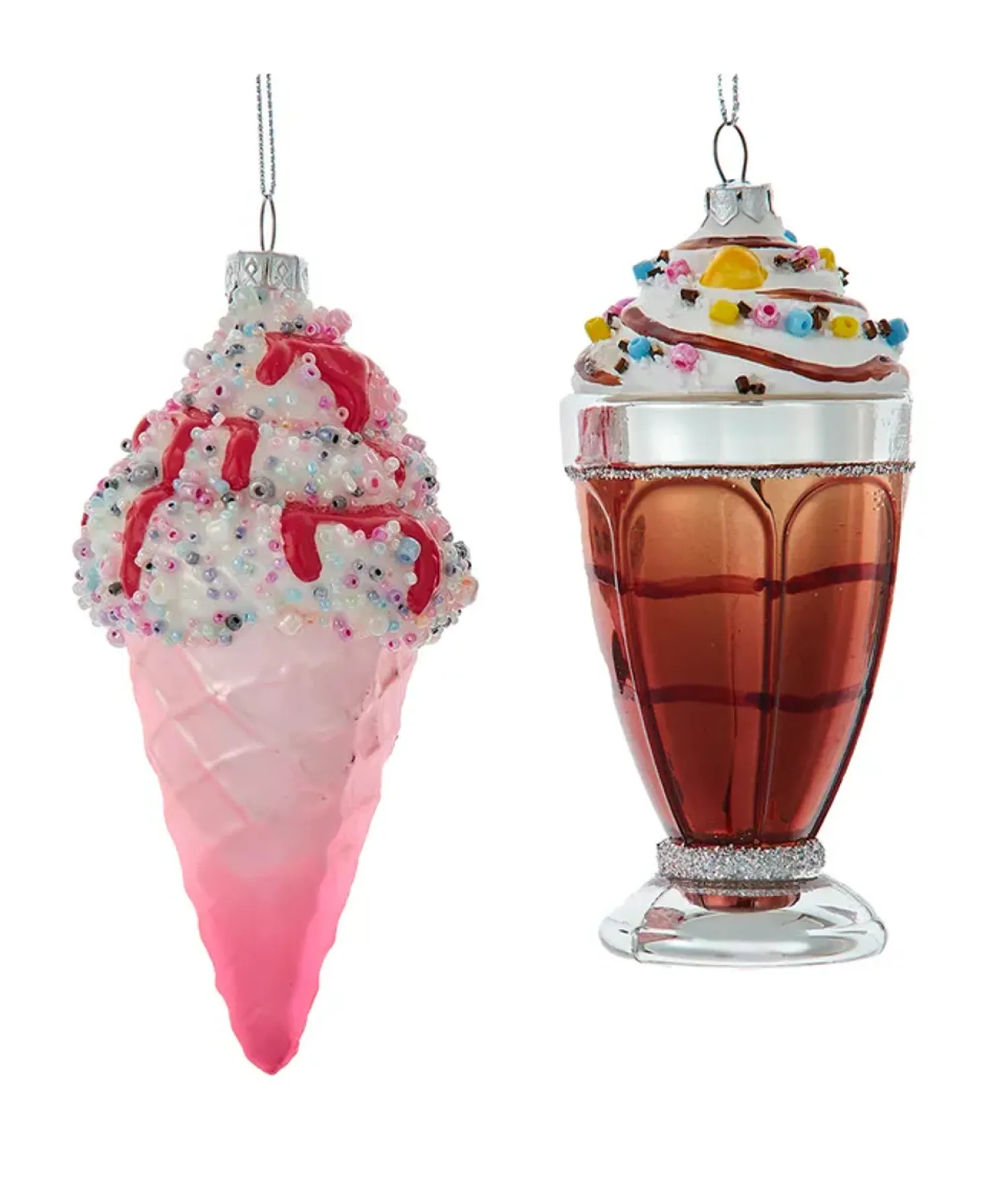 Kurt Adler 5.25" Ice Cream or Soda Float Glass Christmas Ornaments T3585
