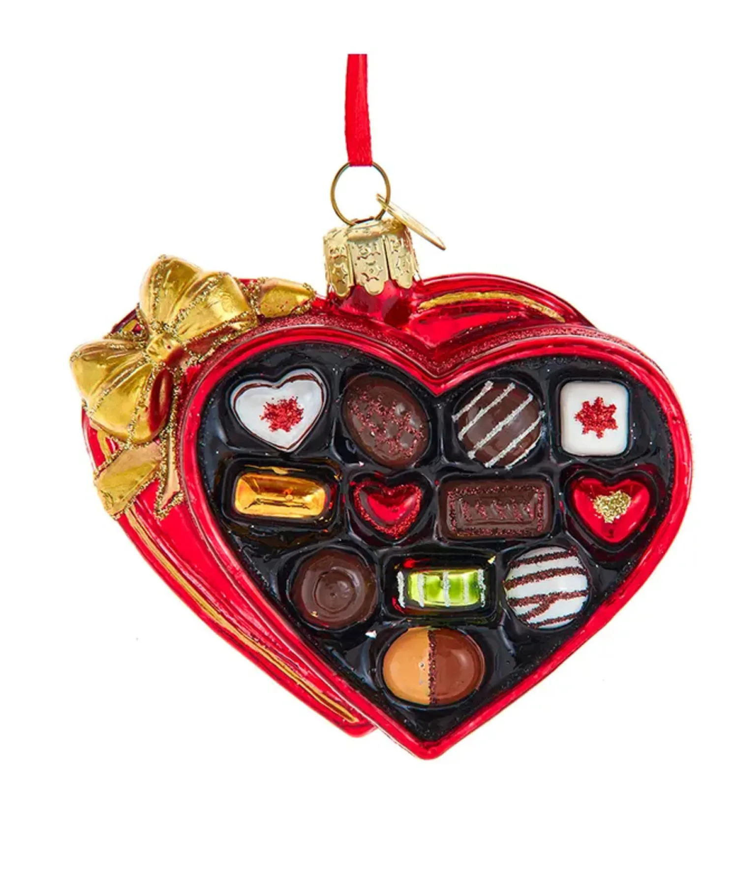 Kurt Adler 3.5" Noble Gems Glass Heart Box Of Chocolate Ornament NB1845