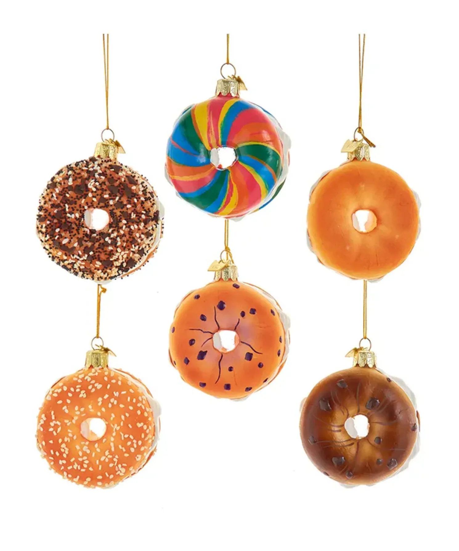 Kurt Adler 3" Noble Gems Glass Bagel Ornaments NB1846