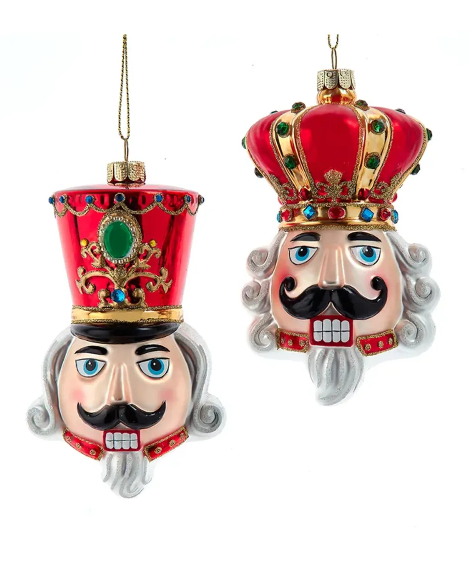 Kurt Adler 4.5" Nutcracker or King Head Glass Christmas Ornament C6422