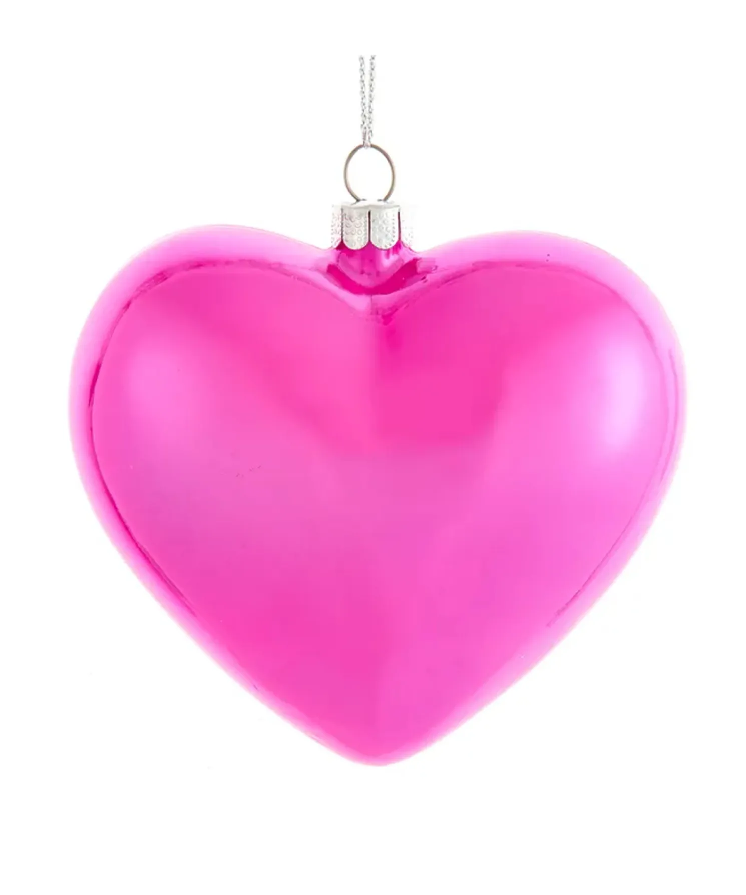 Kurt Adler 3.5" Pink Heart Glass Christmas Ornament C6421