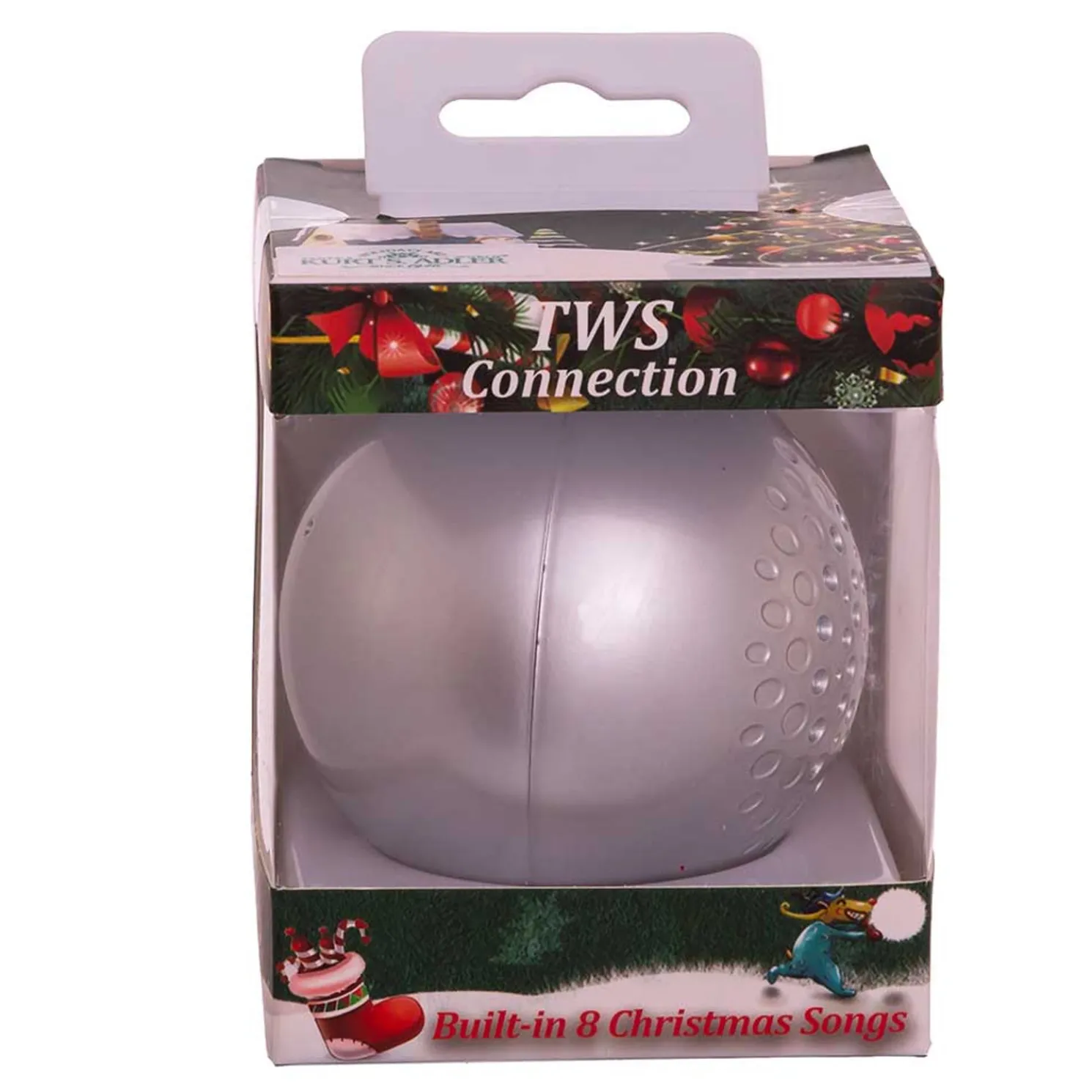 70MM Bluetooth Musical Silver Ball Christmas Ornament USB1300