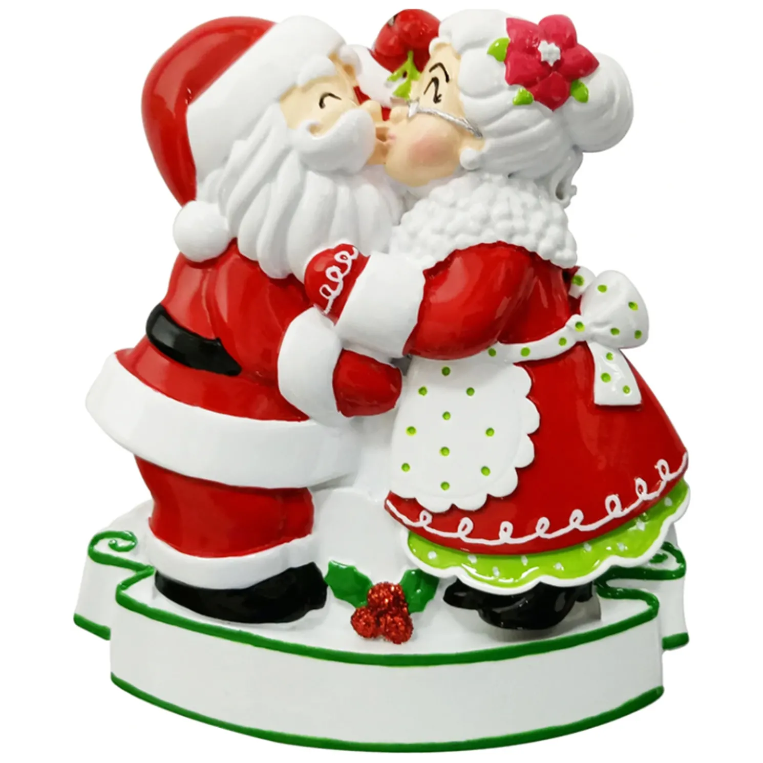 Mr. and Mrs. Claus Kissing Personalized Christmas Ornament OR2391