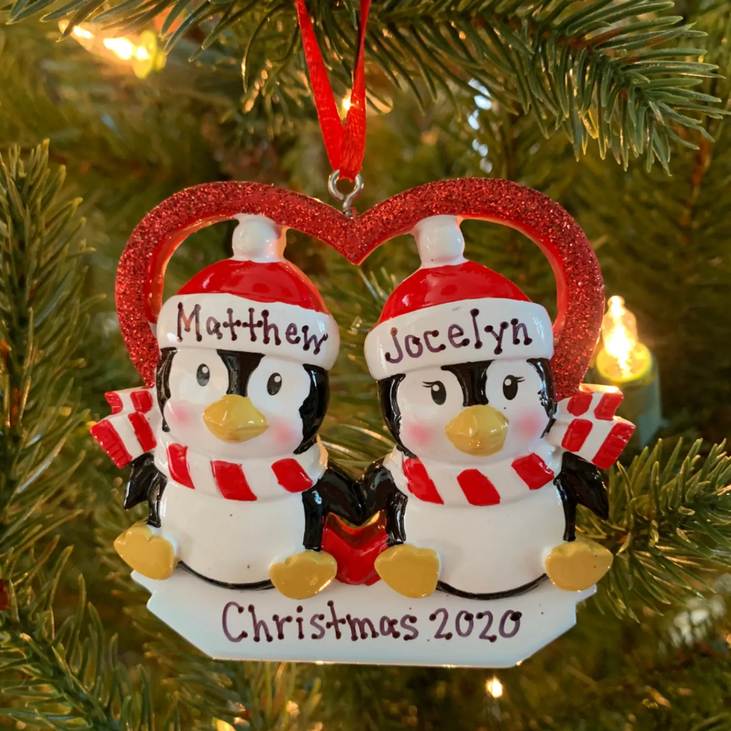 Penguin Couple First Christmas Personalized Christmas Ornament OR1721