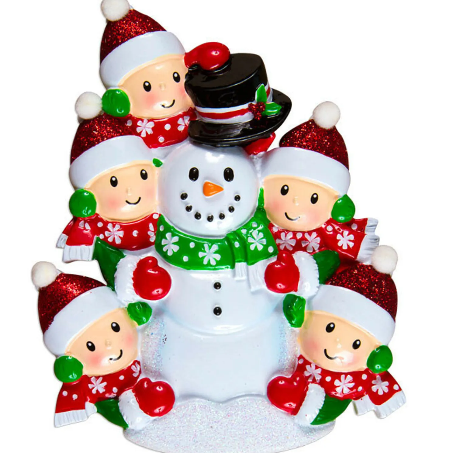 Personalized Christmas Ornament Family of 5 Building a Snowman OR1367-5