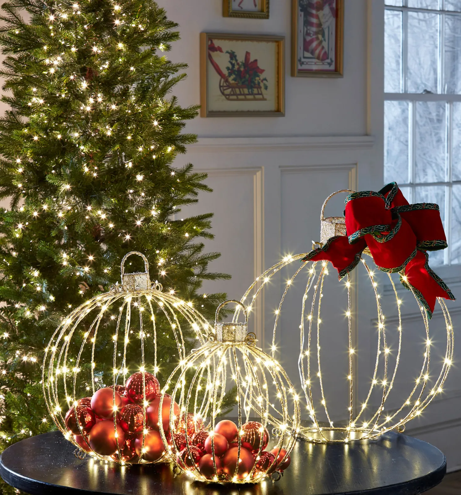 Raz 14", 19", or 23.5" Large Gold Lighted Metal Frame Ornament Christmas Decoration