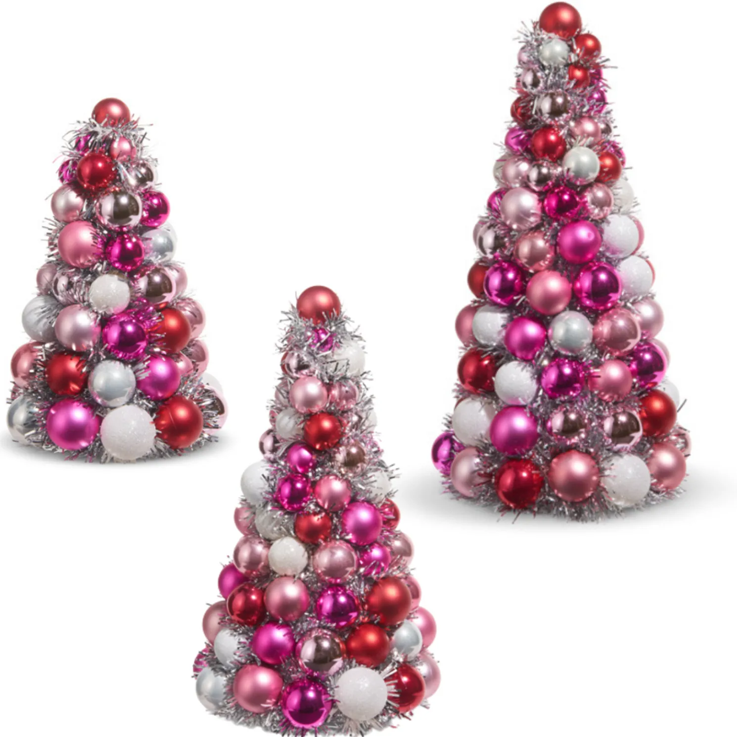 Raz 10", 13", or 15.5" Pink and Silver Ball Ornament Christmas Tree Decoration