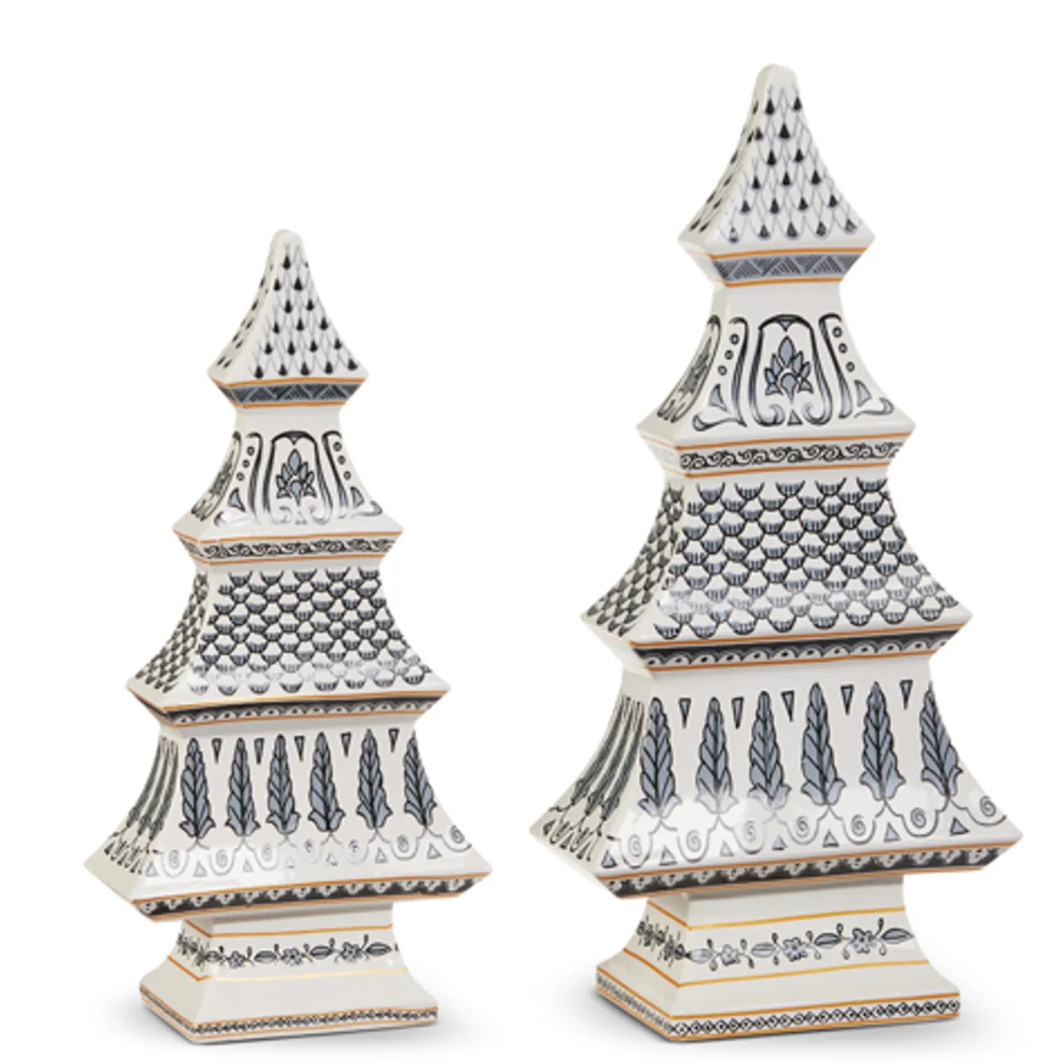 Raz 11.5" Black and Gold Chinoiserie Christmas Tree Figure 4546022