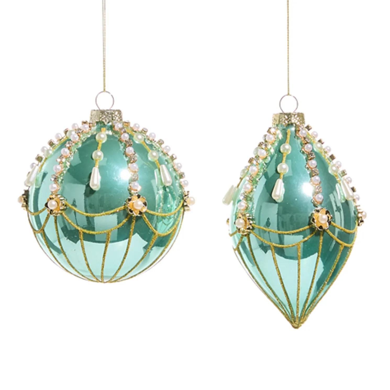 Raz 4.5" Blue and Pearl Fairground Glass Christmas Ornament 4524986