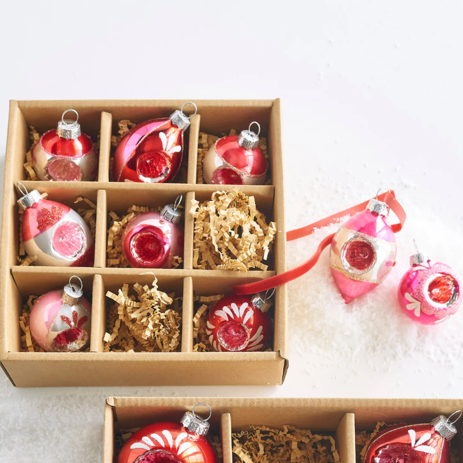 Raz 2.75" Box of Vintage Pink Reflector Glass Christmas Ornament 4423005