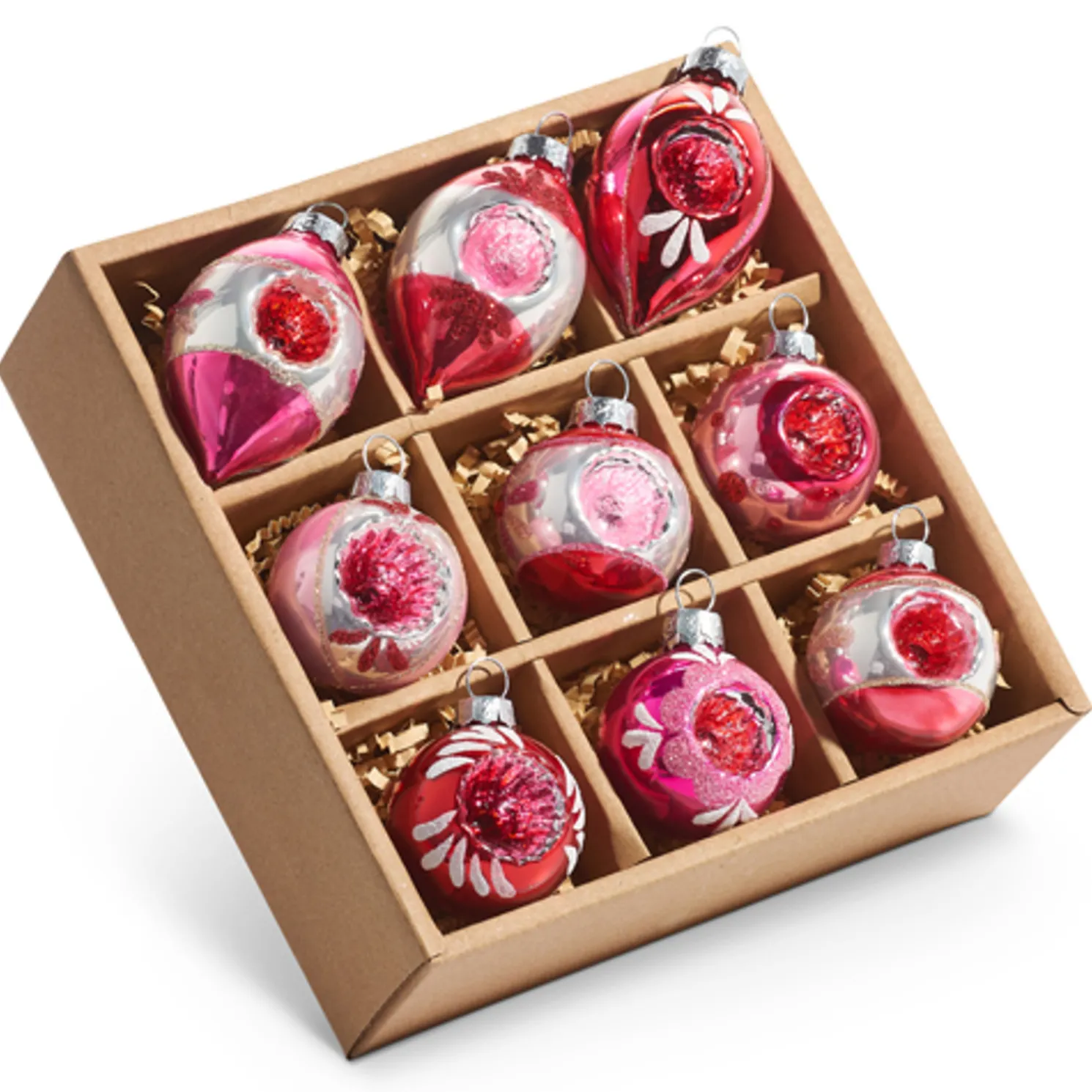 Raz 2.75" Box of Vintage Pink Reflector Glass Christmas Ornament 4423005