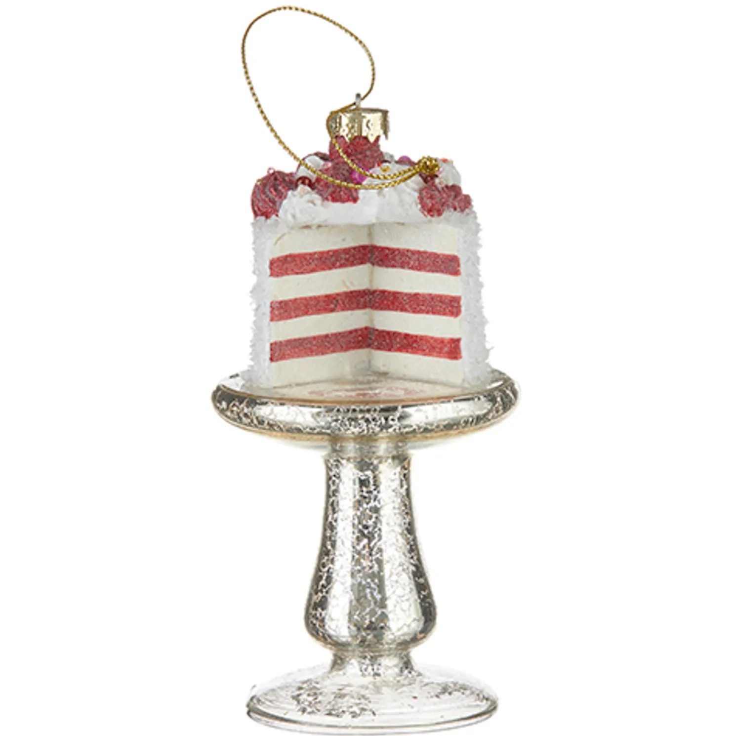 Raz 5.25" Cake on Plate Glass Christmas Ornament 4220908