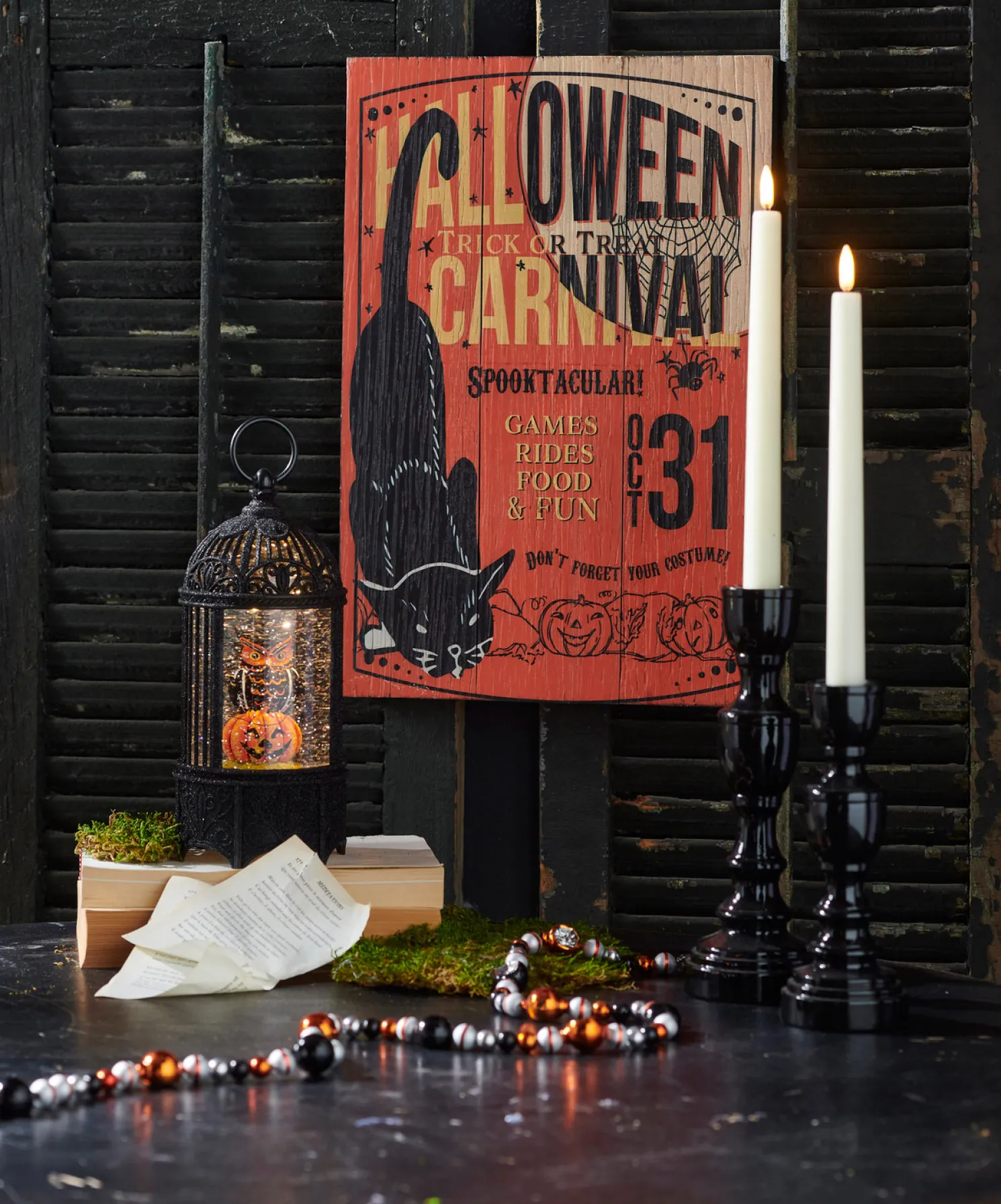 Raz 18" Carnival Cat Wood Halloween Sign 4428108