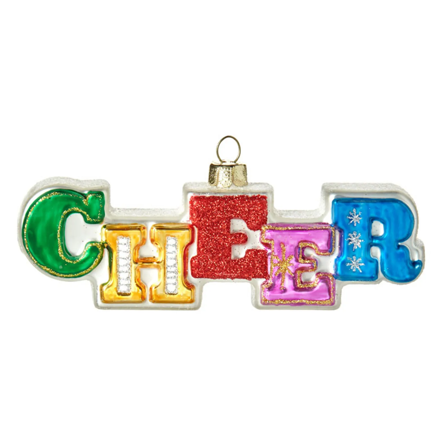 Raz 5.5" Colorful Cheer or Merry Glass Christmas Ornament 4152856