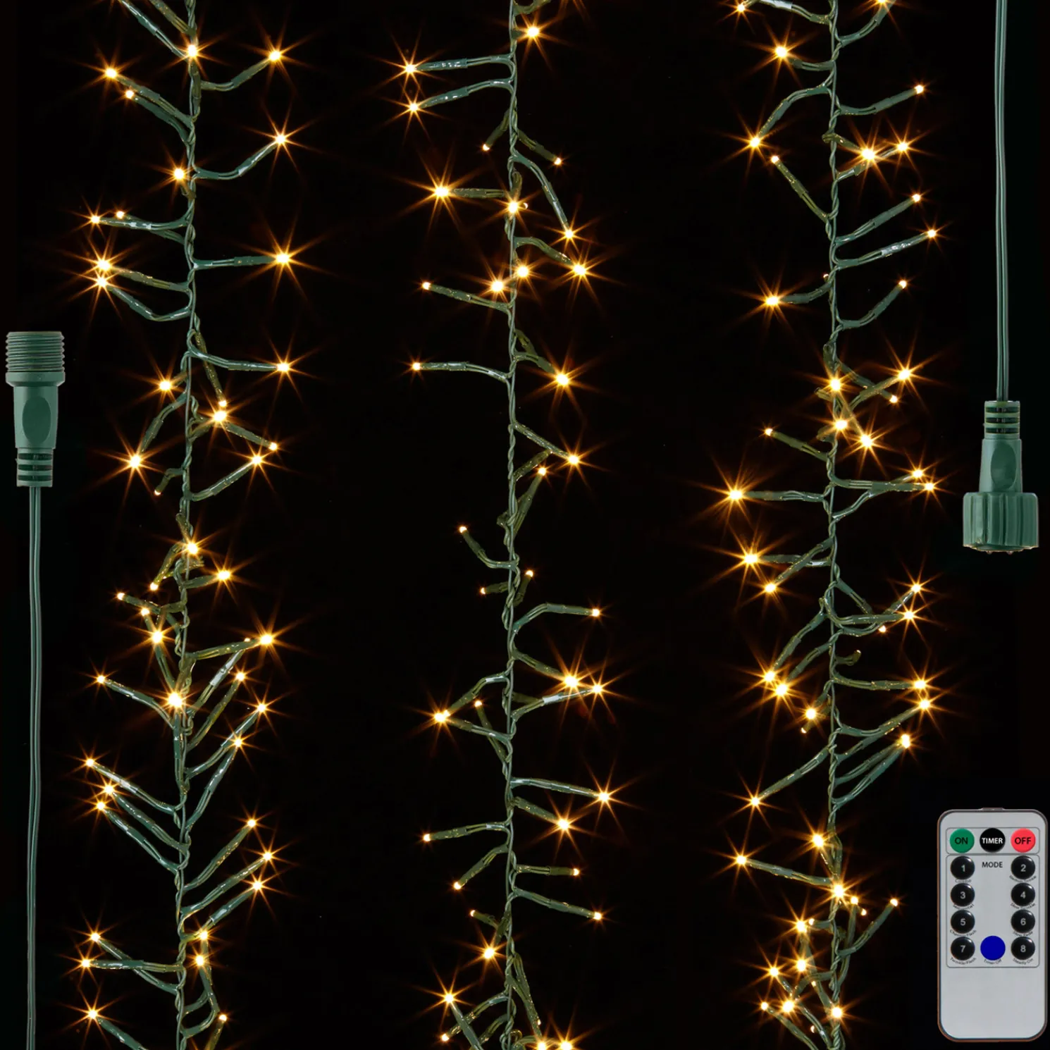 Raz 34' Connectable Cluster Garland Green Wire with White Lights Christmas Light Strand L4137016