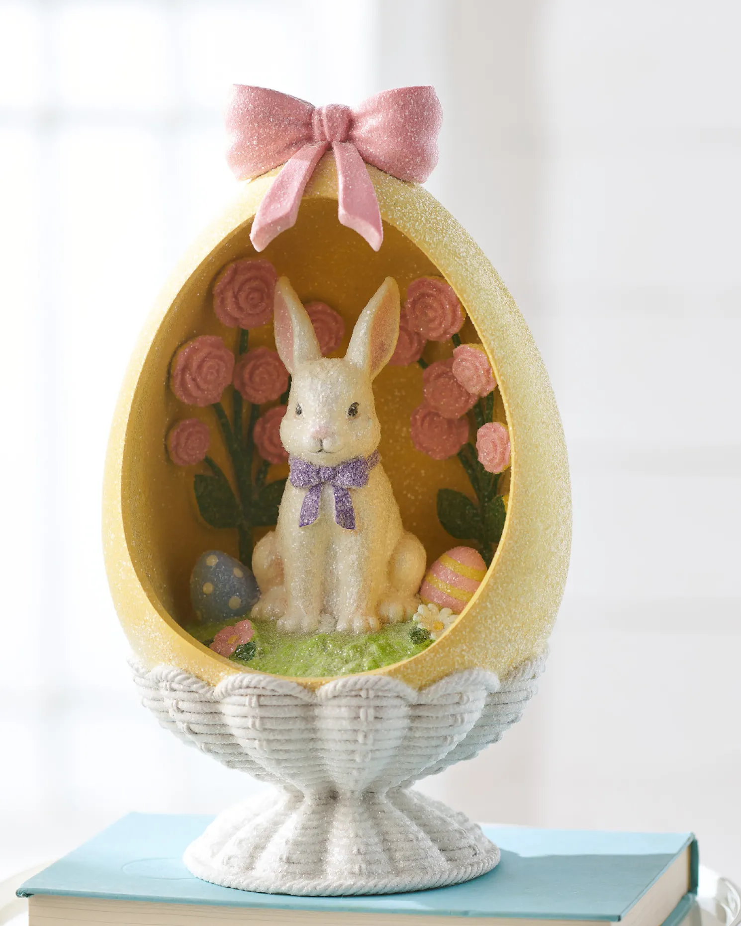 Raz 12.25" Easter Bunny In Yellow Panoramic Easter Egg 4519012