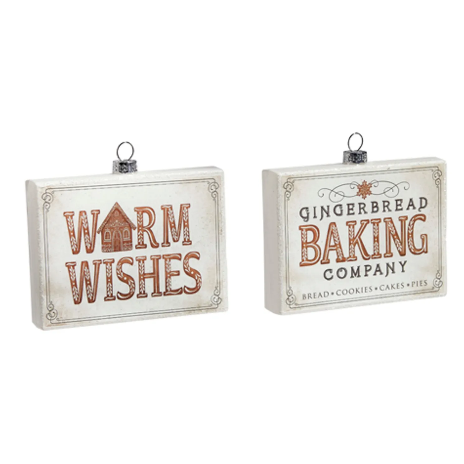 Raz 4.75" Gingerbread Sign Glass Christmas Ornament 4424537