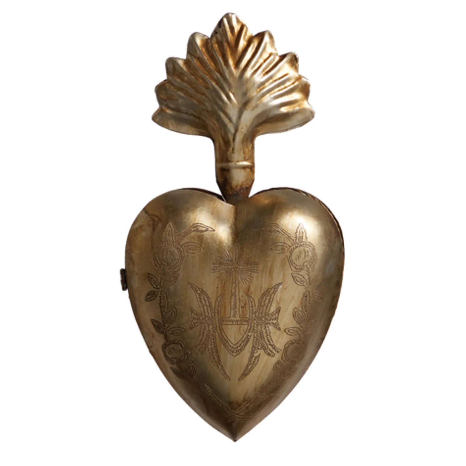 Raz 10.25" Gold Sacred Heart Metal Christmas Ornament 4401287
