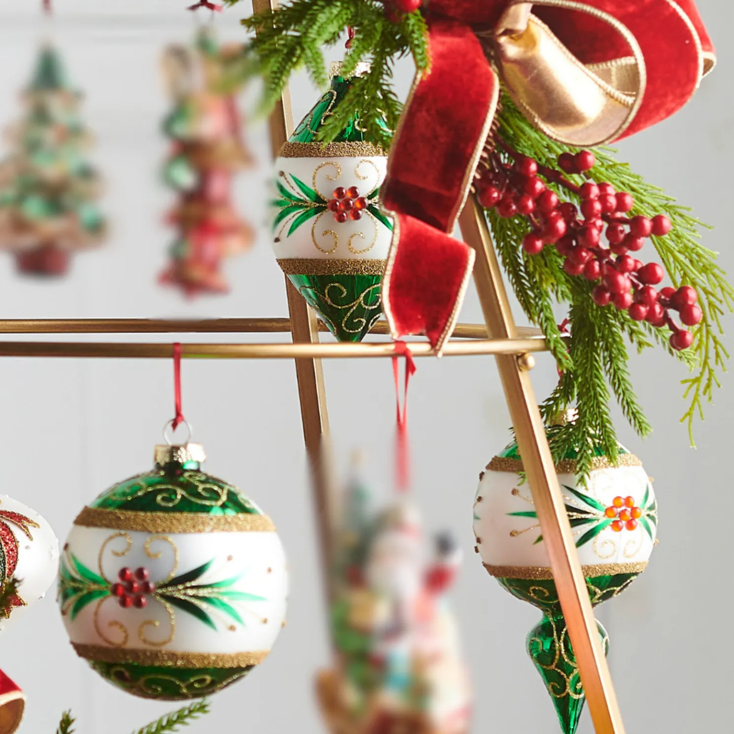 Raz 4" Green and White Embellished Glass Christmas Ornament 4524847