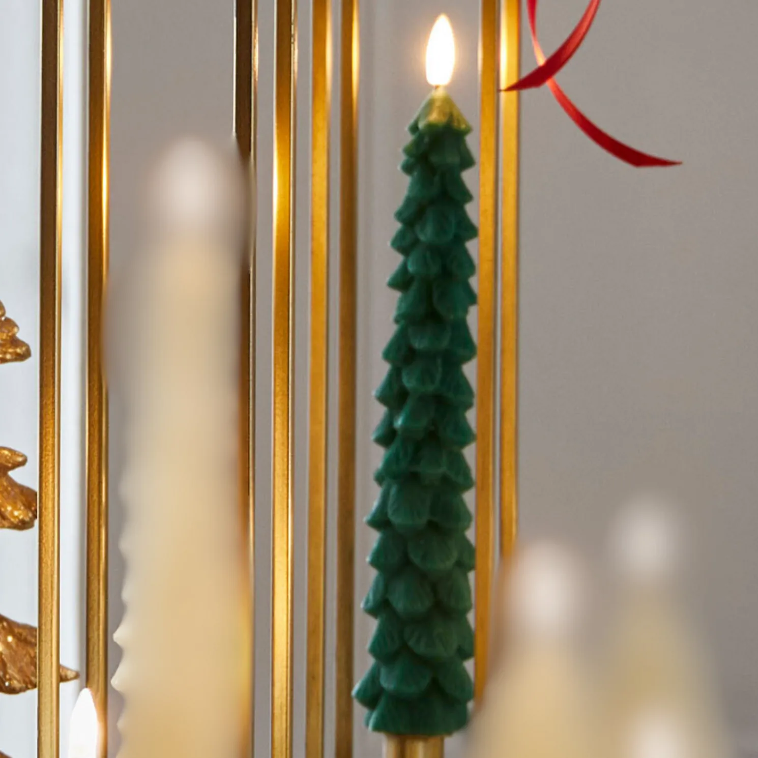 Raz 10.5" Green Tree Battery Operated Taper Candle with Lighted Flickering Wick Set of 2 4432921