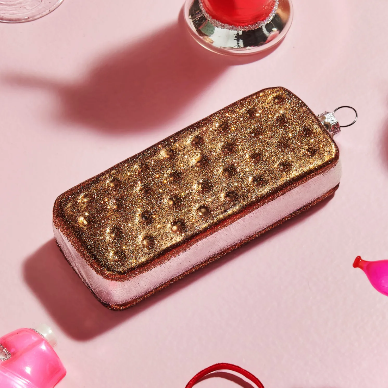 Raz 5.25" Ice Cream Sandwich Glass Christmas Ornament 4520894