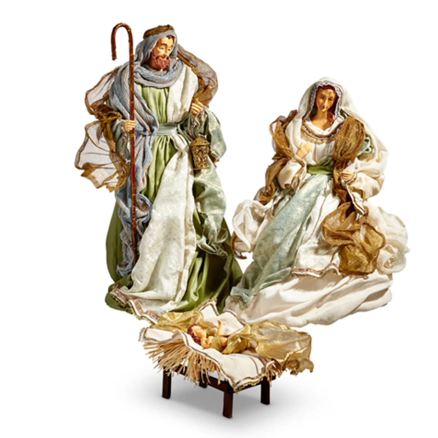 Raz 28.25" Large Green and Ivory Holy Family Christmas Nativity Scene 4410650