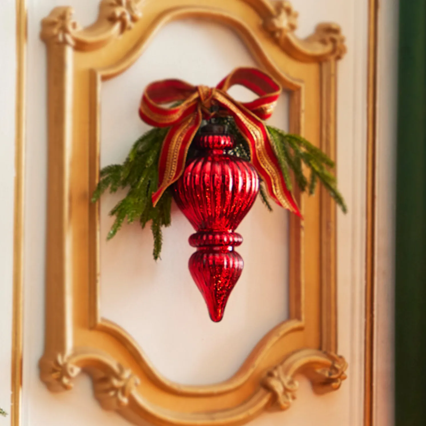 Raz 10" Large Red Ribbed Finial Glass Christmas Ornament 4300722