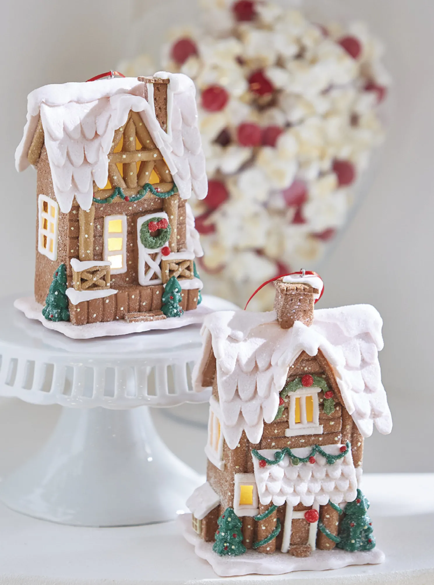 Raz 6.5" Lighted Gingerbread Pretzel House Christmas Ornament 4216269
