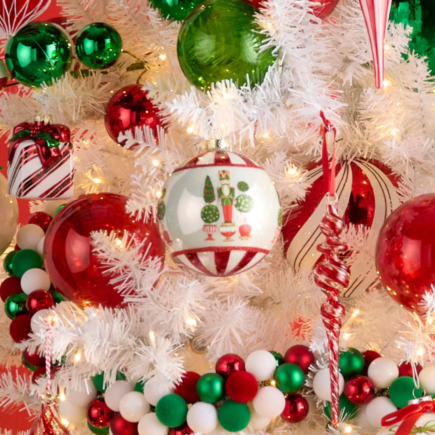 Raz 5" Merry Topiary and Nutcracker Ball Glass Christmas Ornament 4524613