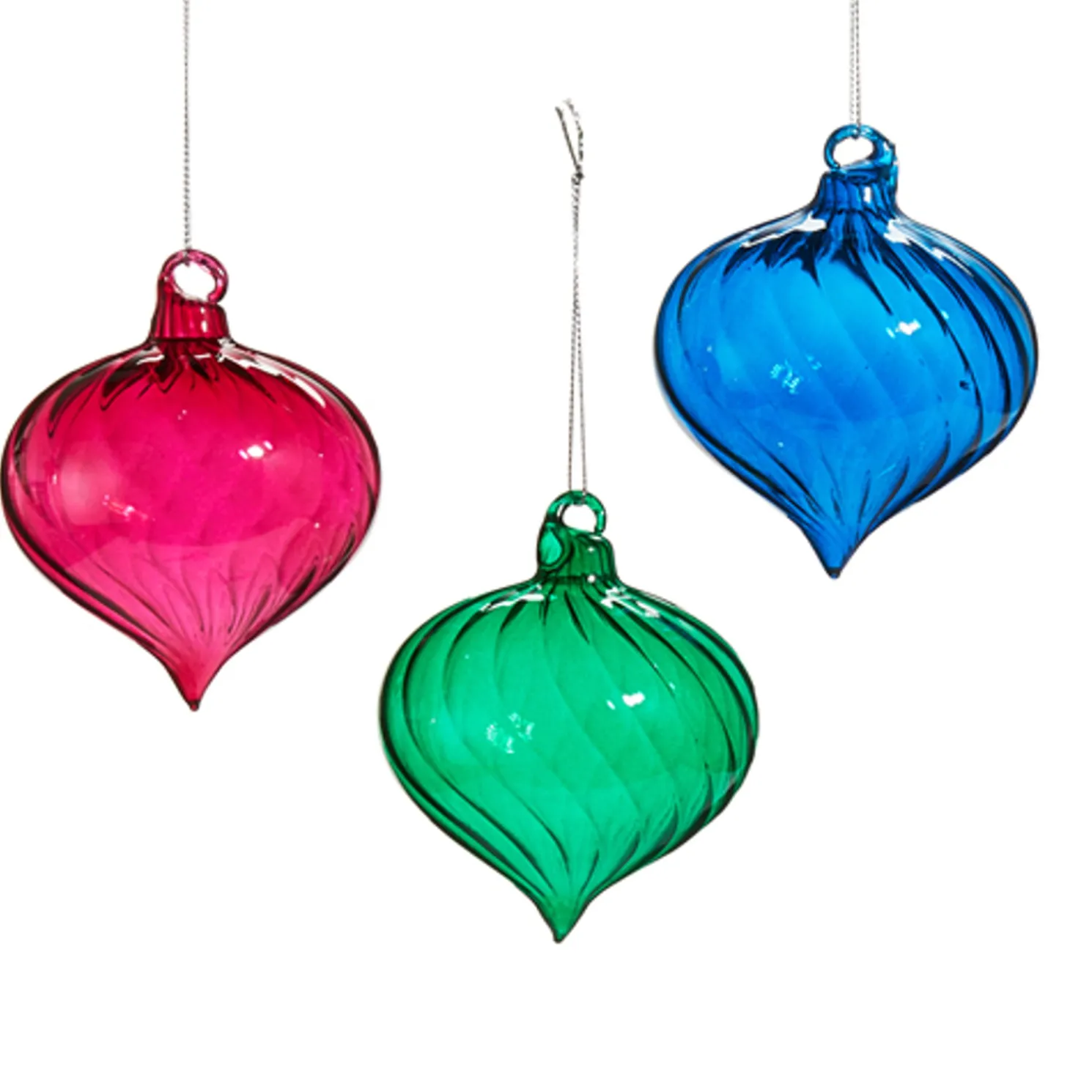 Raz 3.5" Multicolor Swirl Blown Glass Christmas Ornament 4523109