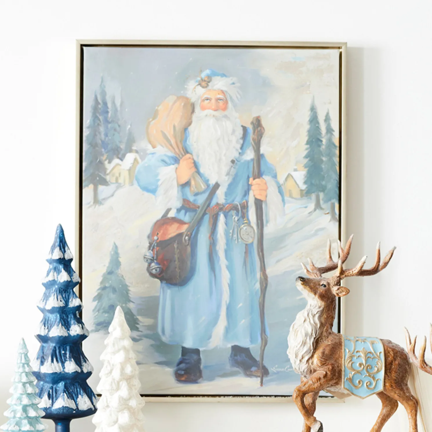 Raz 23.5" Old World Santa Textured Framed Wall Art Christmas Decoration 4357354